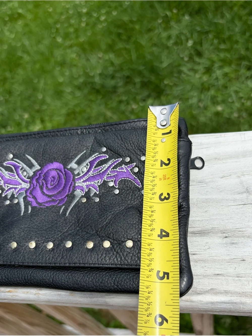 Purple Rose All Leather Belt Bag Biker Bag Ren Faire Fairy Whimsical Goth Grunge